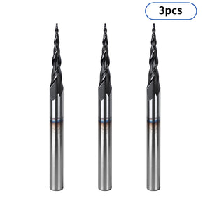 Twotrees Solid Carbide 2 Flute Spiral Tapered Ball Nose End Mill Set 3PCS