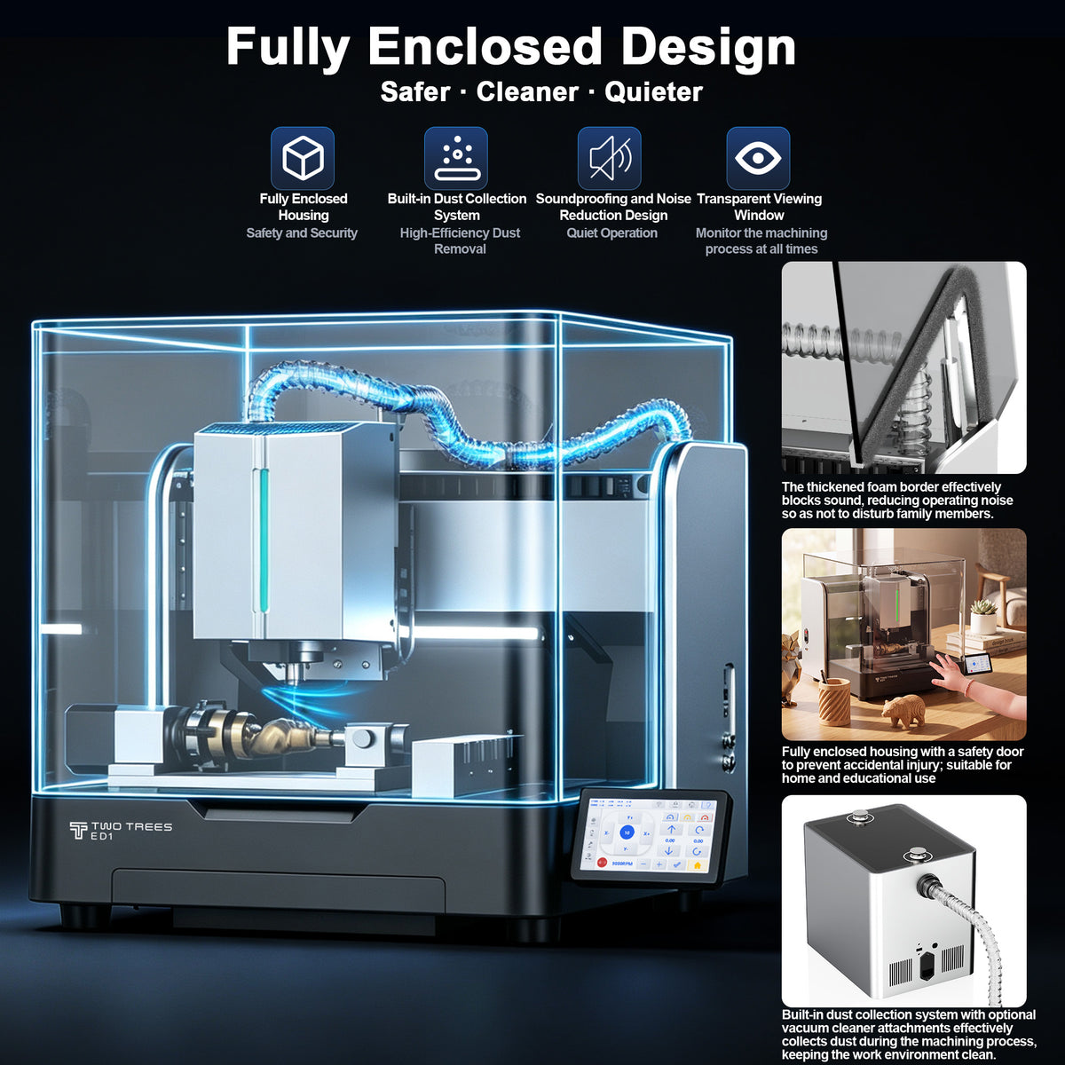 【Pre-sale】Twotrees ED1 Enclosed Desktop CNC Router Machine