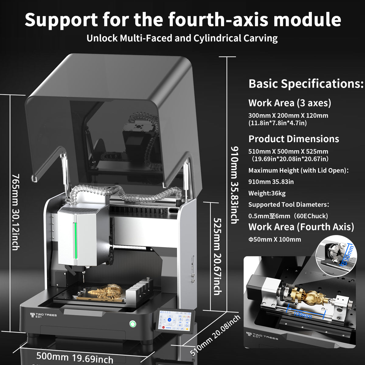 【Pre-sale】Twotrees ED1 Enclosed Desktop CNC Router Machine
