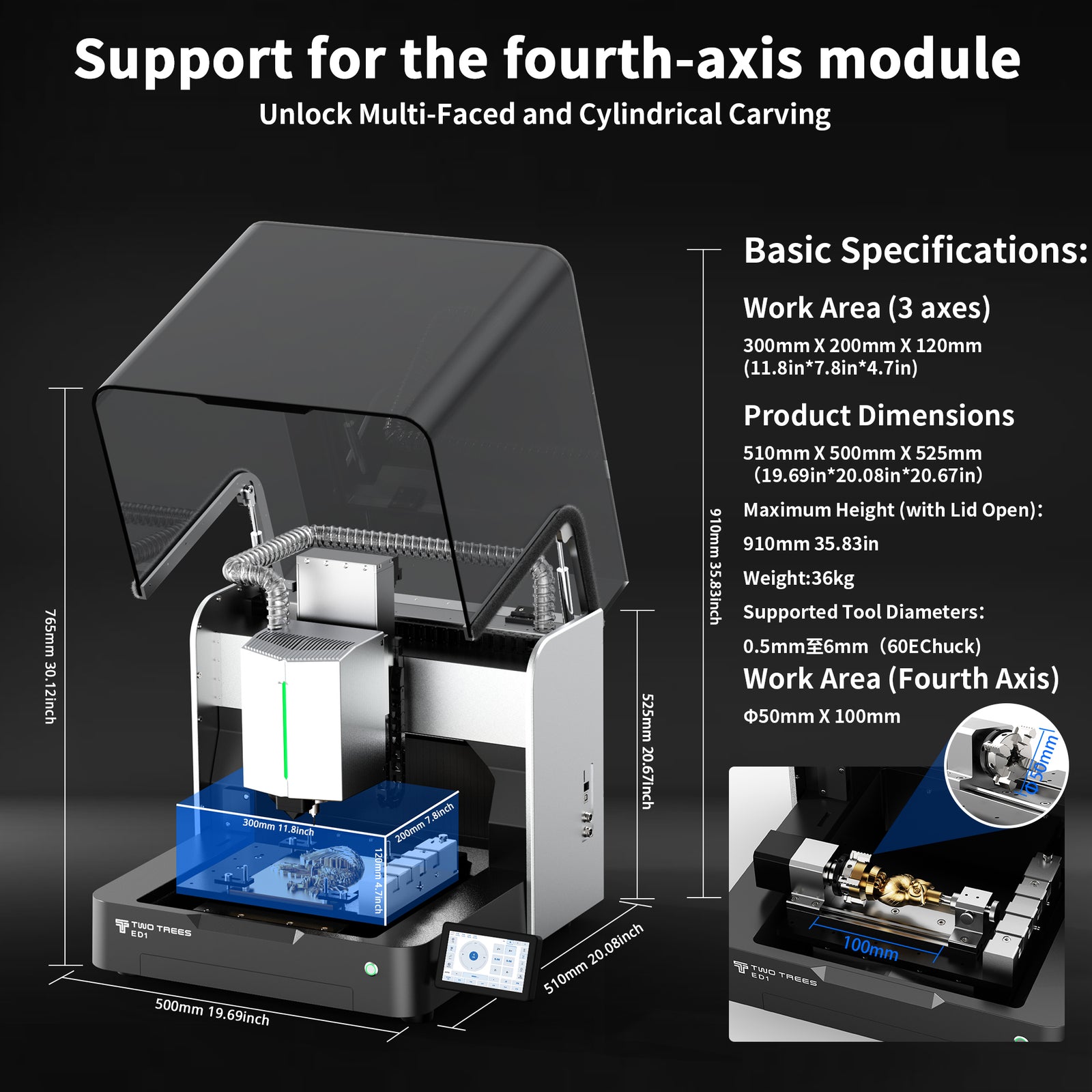 Twotrees ED1 Enclosed Desktop CNC Router Machine